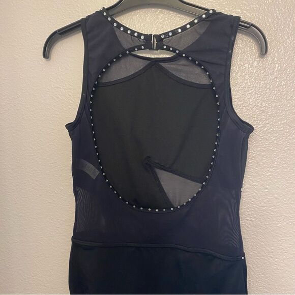 WEISSMAN Dance Costume black mesh leotard Crystal rhinestone semi custom SA - Picture 7 of 15